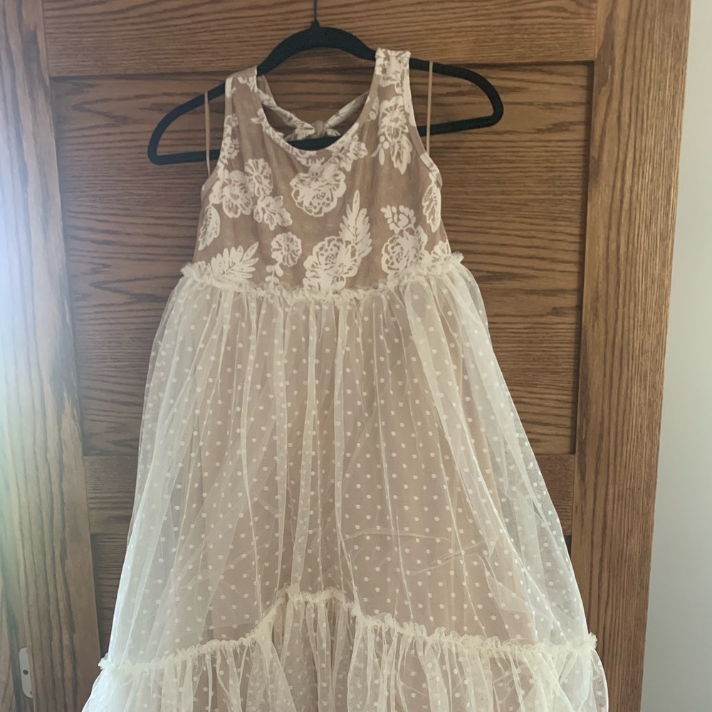 Joyfolie Cream and Tan Kids Dress